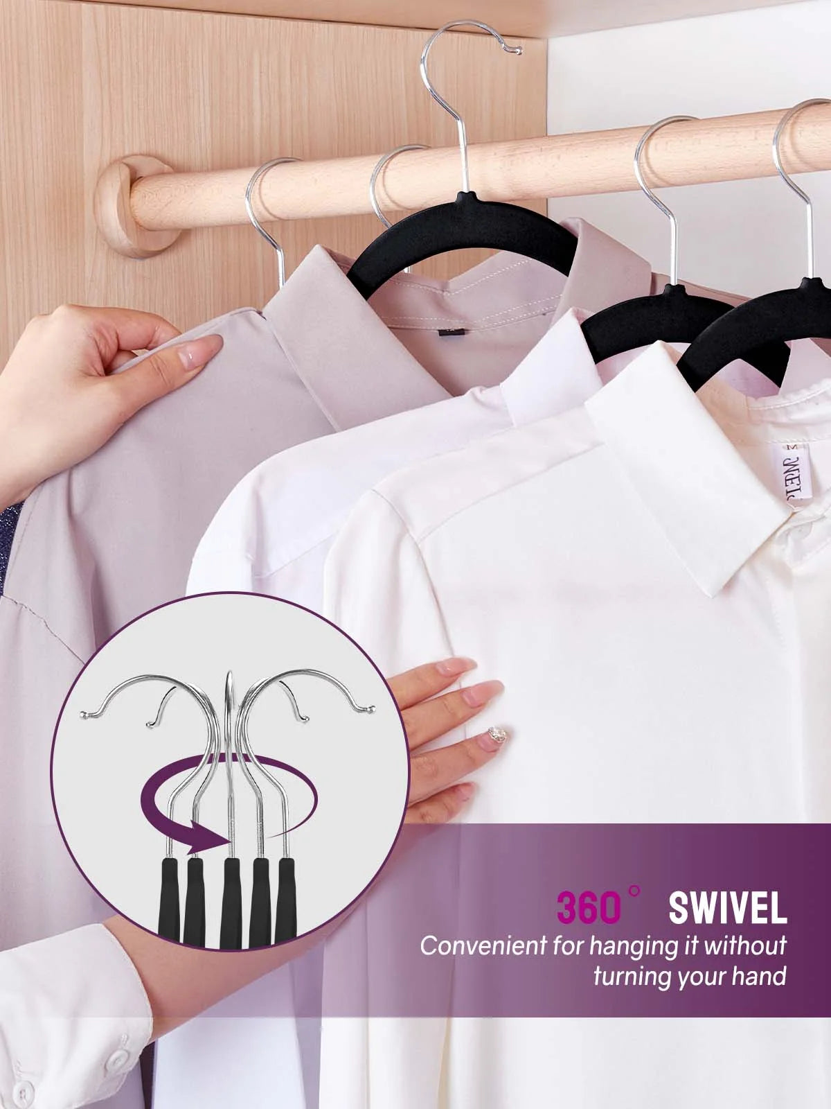 Black Velvet Hangers 60 Pack, Premium Clothes Hangers Non-Slip Felt Hangers, Sturdy Black Hangers Heavy Duty Coat Hangers, Durable Suit Hangers for Space Saving,