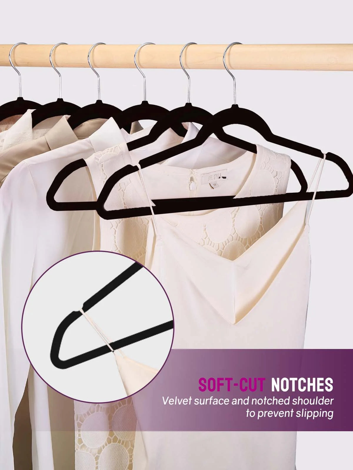 Black Velvet Hangers 60 Pack, Premium Clothes Hangers Non-Slip Felt Hangers, Sturdy Black Hangers Heavy Duty Coat Hangers, Durable Suit Hangers for Space Saving,