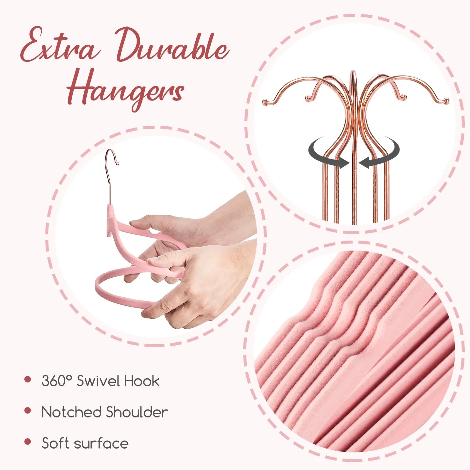 Velvet Hangers 60 Pack, Pink Non Slip Flocked Felt Hangers, Sturdy Velvet Clothes Hangers, Cute Heart Hangers, Heavy Duty Coat Hangers, Ultra Slim Beige Hangers for Closet Space Saving