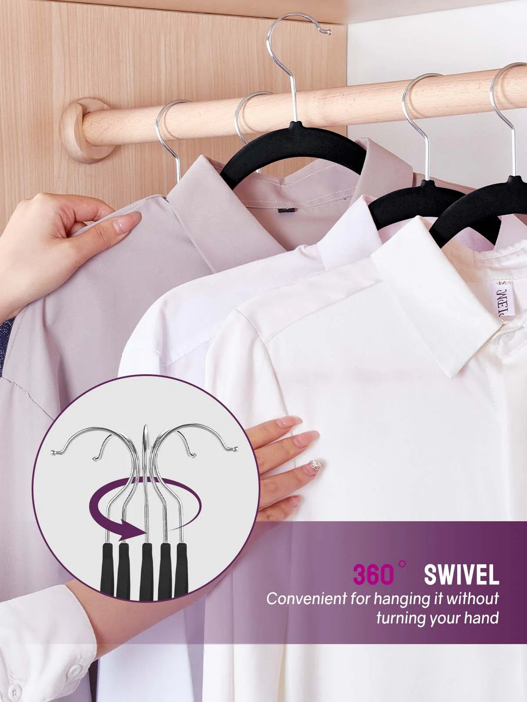 Black Velvet Hangers 60 Pack, Premium Clothes Hangers Non-Slip Felt Hangers, Sturdy Black Hangers Heavy Duty Coat Hangers, Durable Suit Hangers for Space Saving,