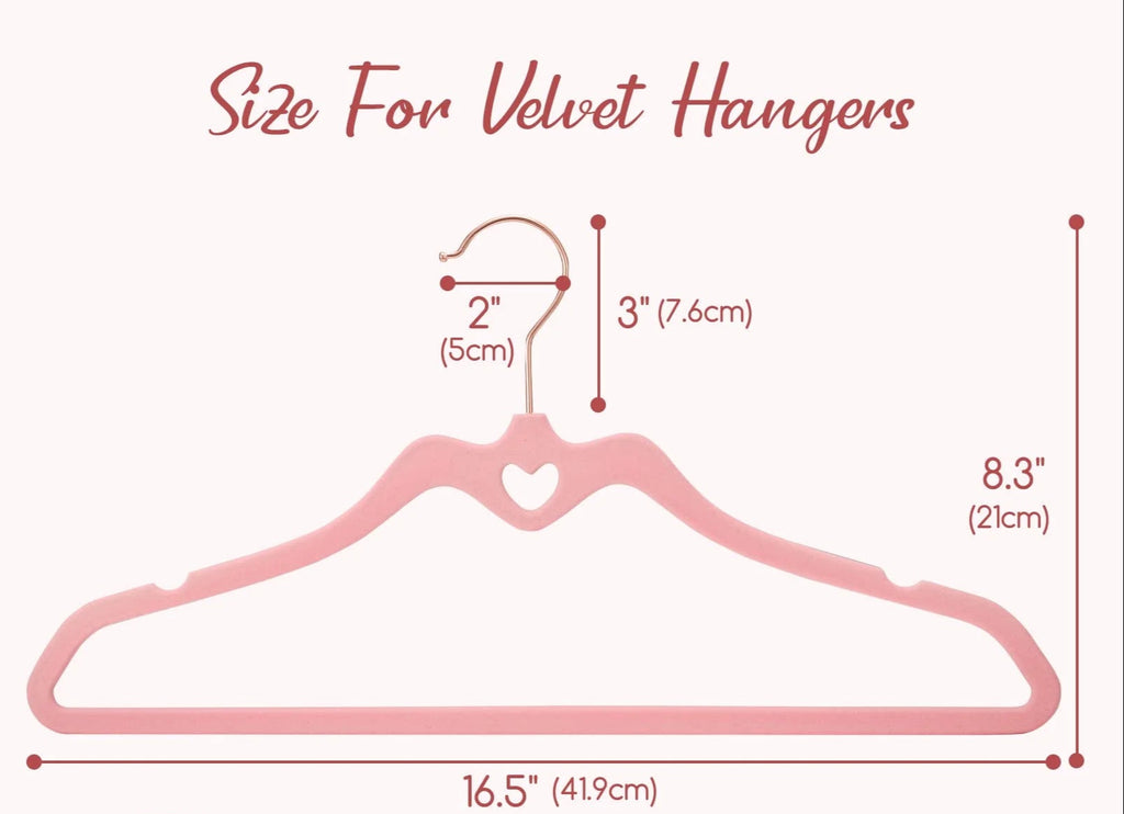 Velvet Hangers 60 Pack, Pink Non Slip Flocked Felt Hangers, Sturdy Velvet Clothes Hangers, Cute Heart Hangers, Heavy Duty Coat Hangers, Ultra Slim Beige Hangers for Closet Space Saving