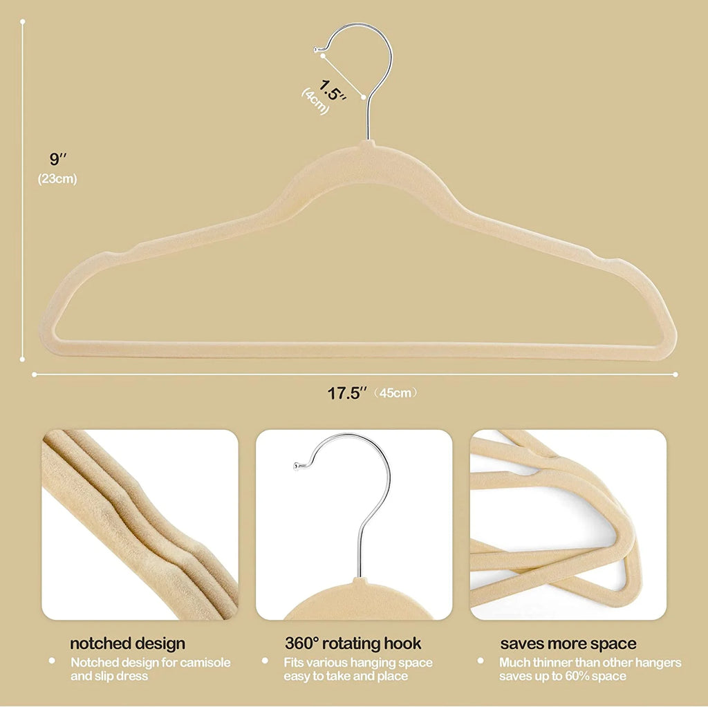 Velvet Hangers 60 Pack, Premium Clothes Hangers Non-Slip Felt Hangers, Sturdy Hangers Heavy Duty Coat Hangers,