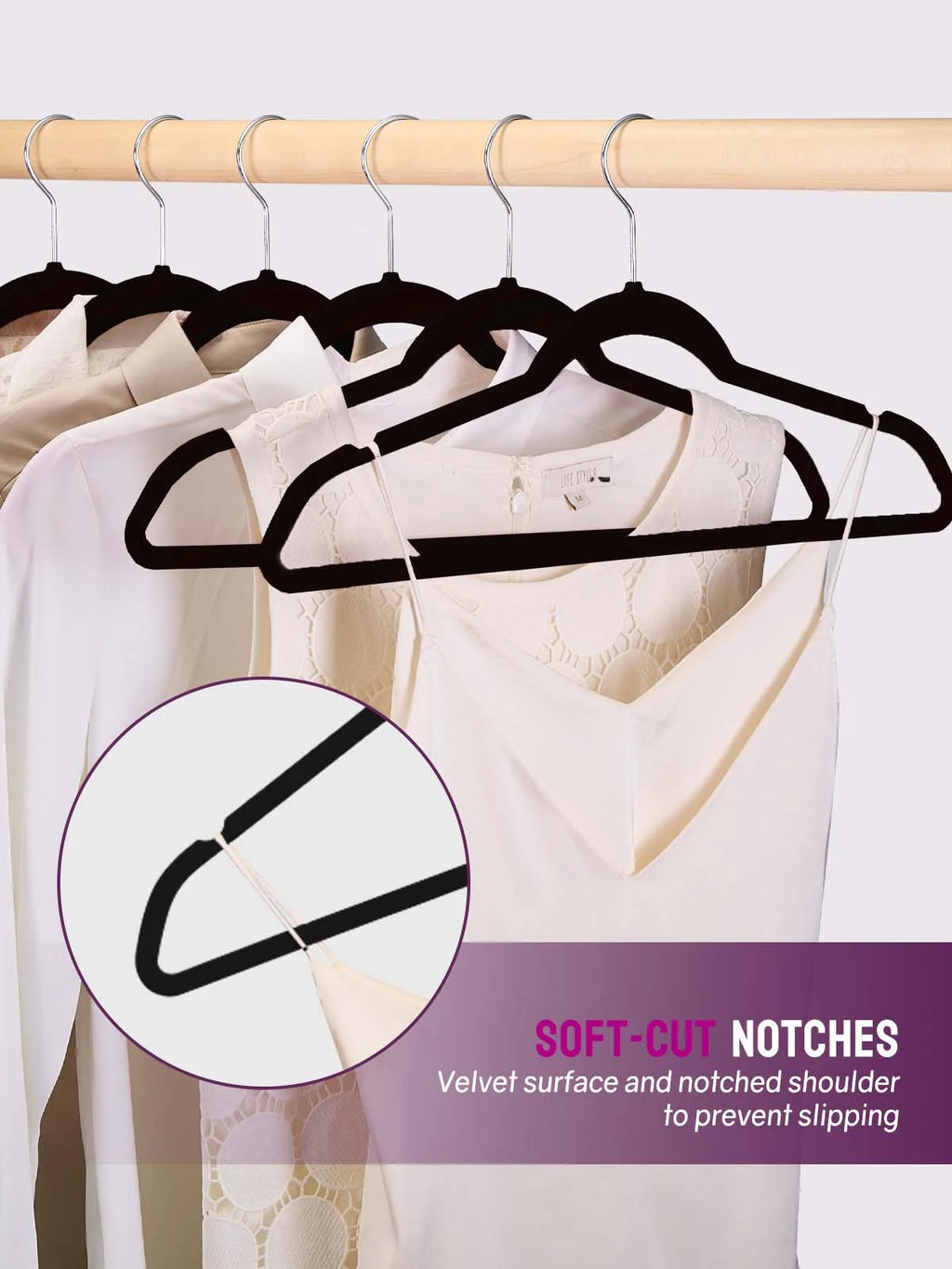 Black Velvet Hangers 60 Pack, Premium Clothes Hangers Non-Slip Felt Hangers, Sturdy Black Hangers Heavy Duty Coat Hangers, Durable Suit Hangers for Space Saving,