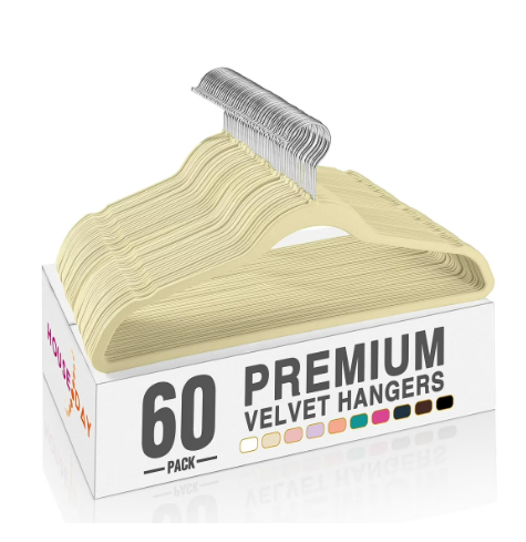 Velvet Hangers 60 Pack, Premium Clothes Hangers Non-Slip Felt Hangers, Sturdy Hangers Heavy Duty Coat Hangers,