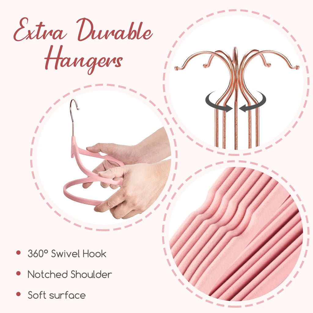 Velvet Hangers 60 Pack, Pink Non Slip Flocked Felt Hangers, Sturdy Velvet Clothes Hangers, Cute Heart Hangers, Heavy Duty Coat Hangers, Ultra Slim Beige Hangers for Closet Space Saving